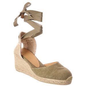 Castañer Carina Canvas Wedge Sandal, Green